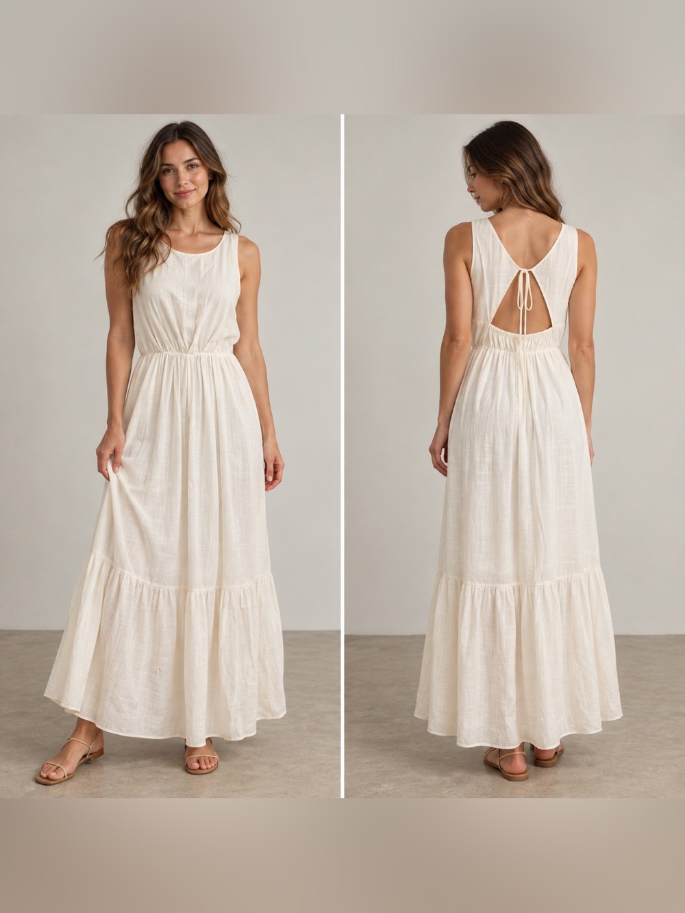 Banana Republic White Open Back Tiered Maxi Dress NWT XS
